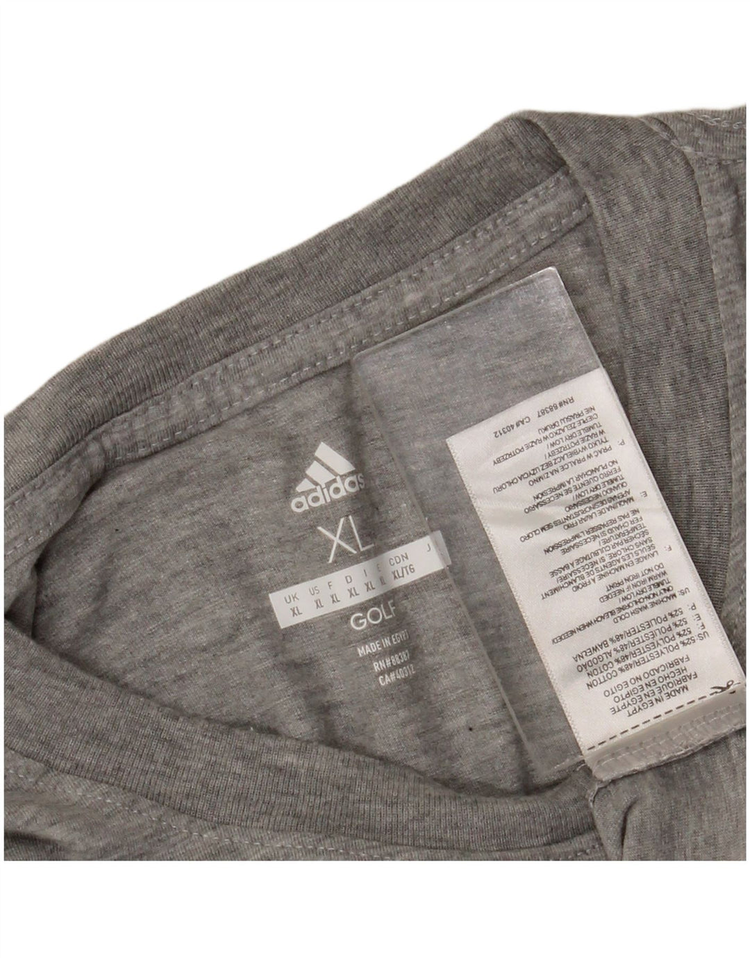 Adidas Mens T-Shirt Top XL Grey Polyester