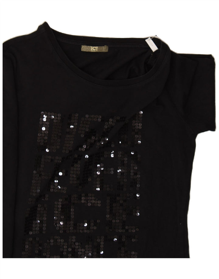 ICEBERG Womens Graphic Top Long Sleeve IT 42 Medium Black Vintage Iceberg and Second-Hand Iceberg from Messina Hembry 