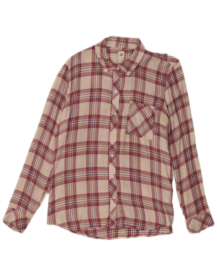 GAP Womens Flannel Shirt UK 16 Large Beige Check Rayon