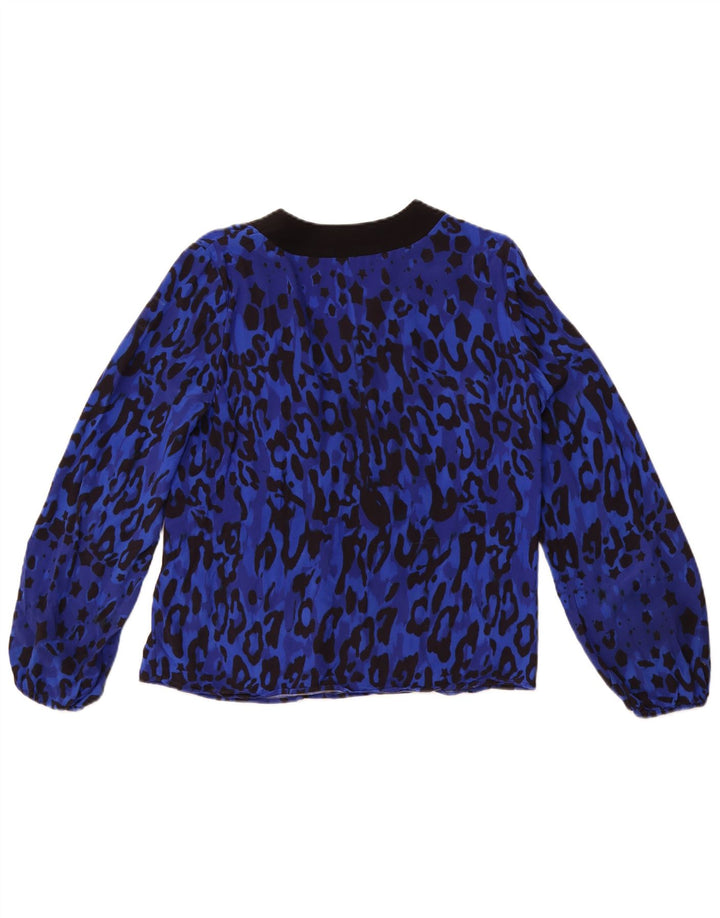 TED BAKER Womens Long Sleeve Blouse Top Size 2 Small Blue Animal Print