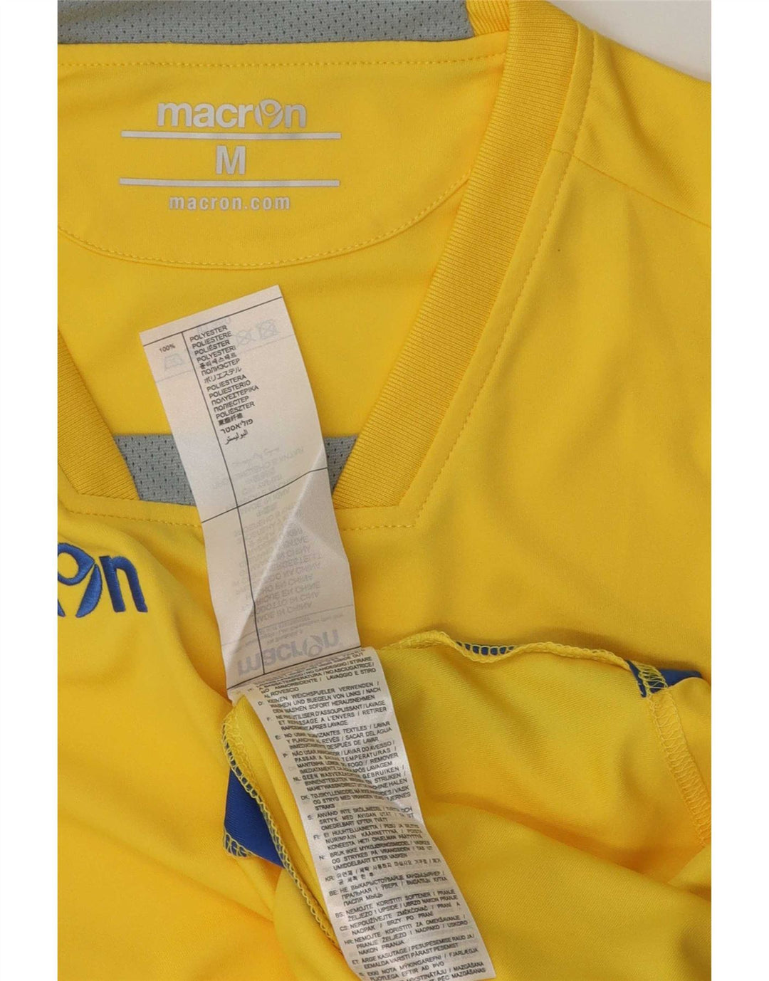 Camiseta gráfica masculina Macron Top médio amarelo colorblock poliéster