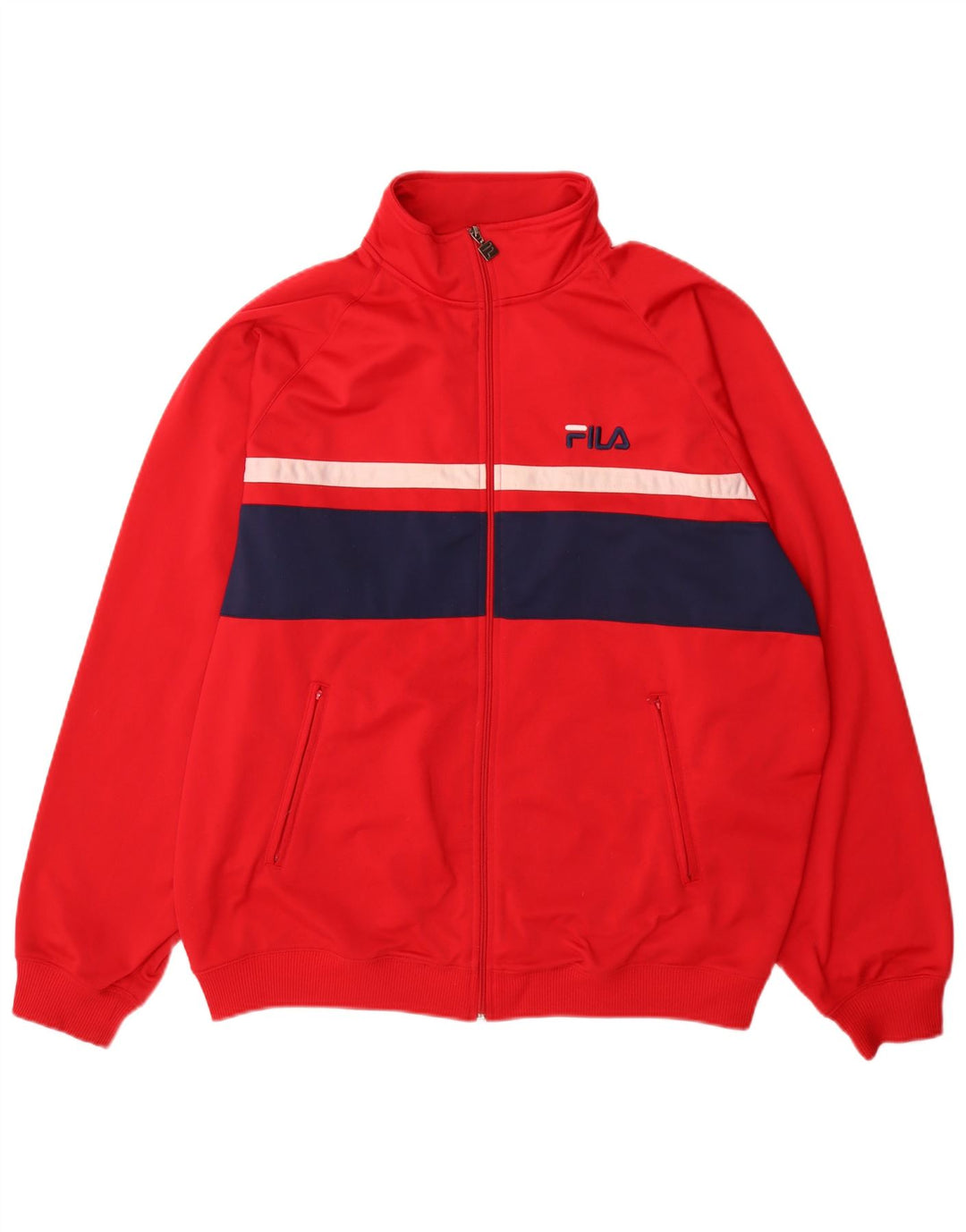 Giacca da ginnastica da uomo Fila XL in poliestere color block rosso