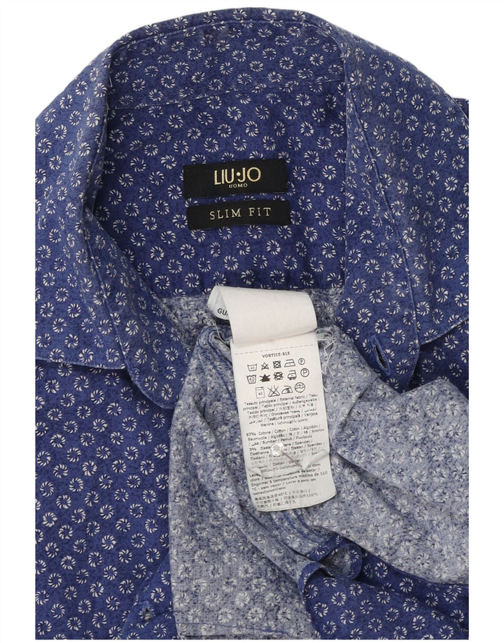 Chemise Slim Fit Bleu Moyen En Coton À Pois Homme Liu Jo