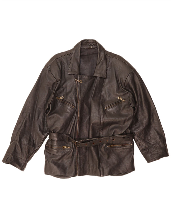 Vintage Mens Biker Leather Jacket UK 38 Medium Black Leather