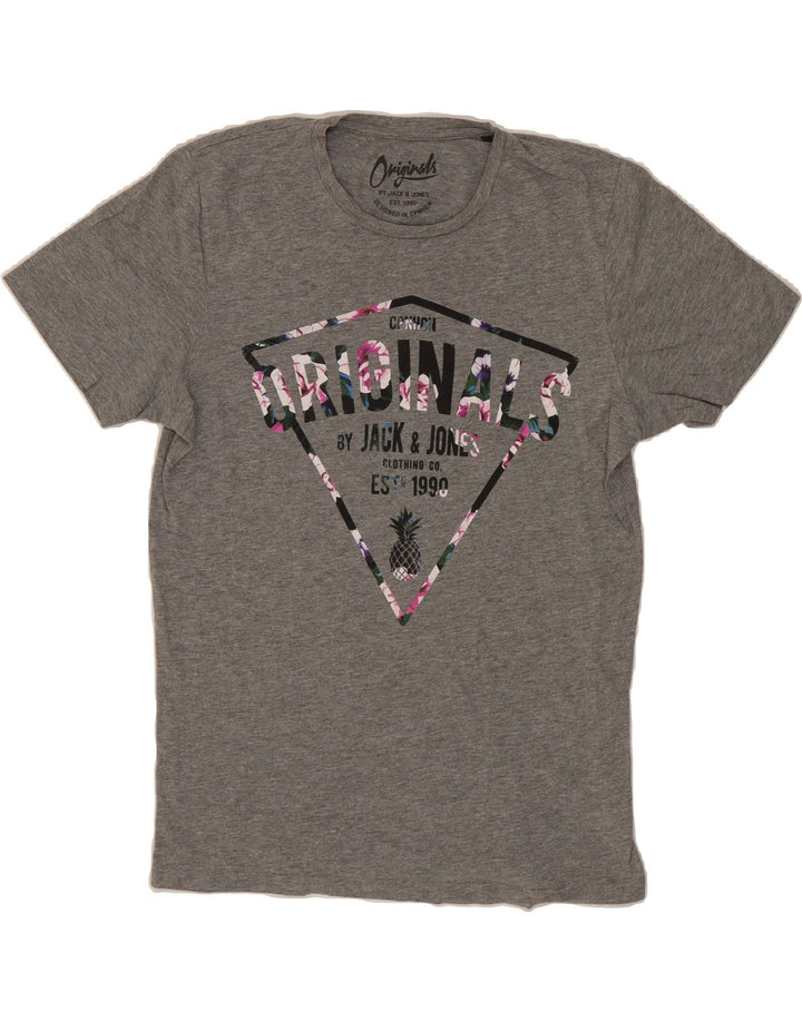JACK & JONES Mens Graphic T-Shirt Top Medium Grey Vintage Jack & Jones and Second-Hand Jack & Jones from Messina Hembry 