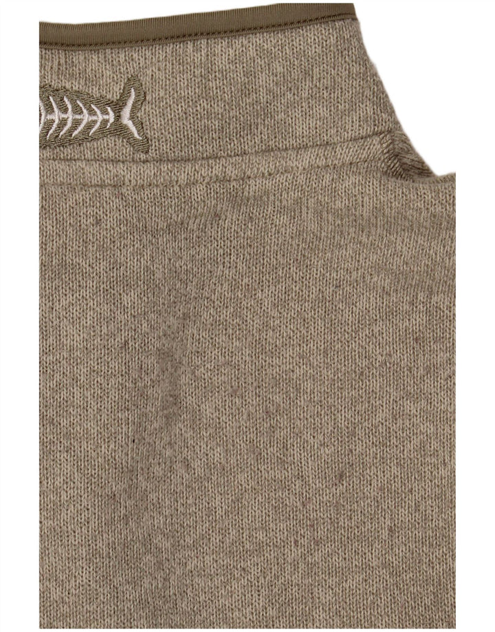 Weird Fish Herre Zip Neck Jumper Sweater Stor Khaki Polyester