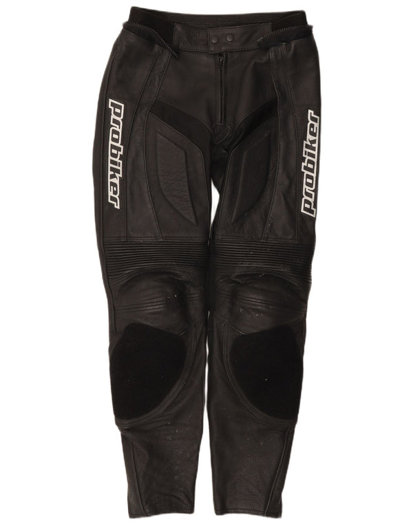Probiker Mens Moto Racer Leather Trousers IT 50 Large W30 L30 Black Leather