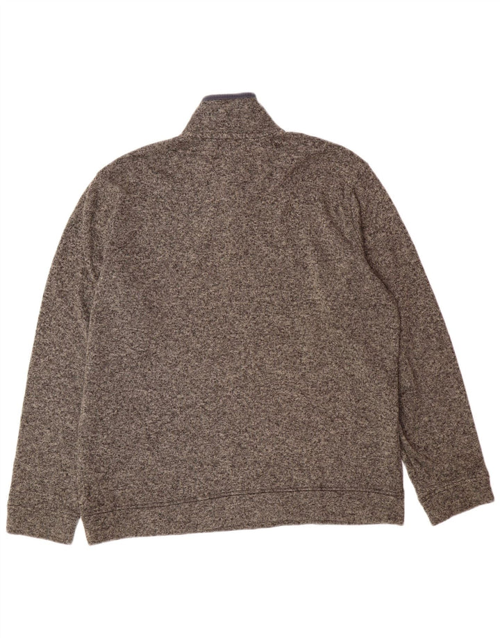 EDDIE BAUER Felpa da uomo con collo abbottonato Maglione XL Poliestere chiazzato grigio