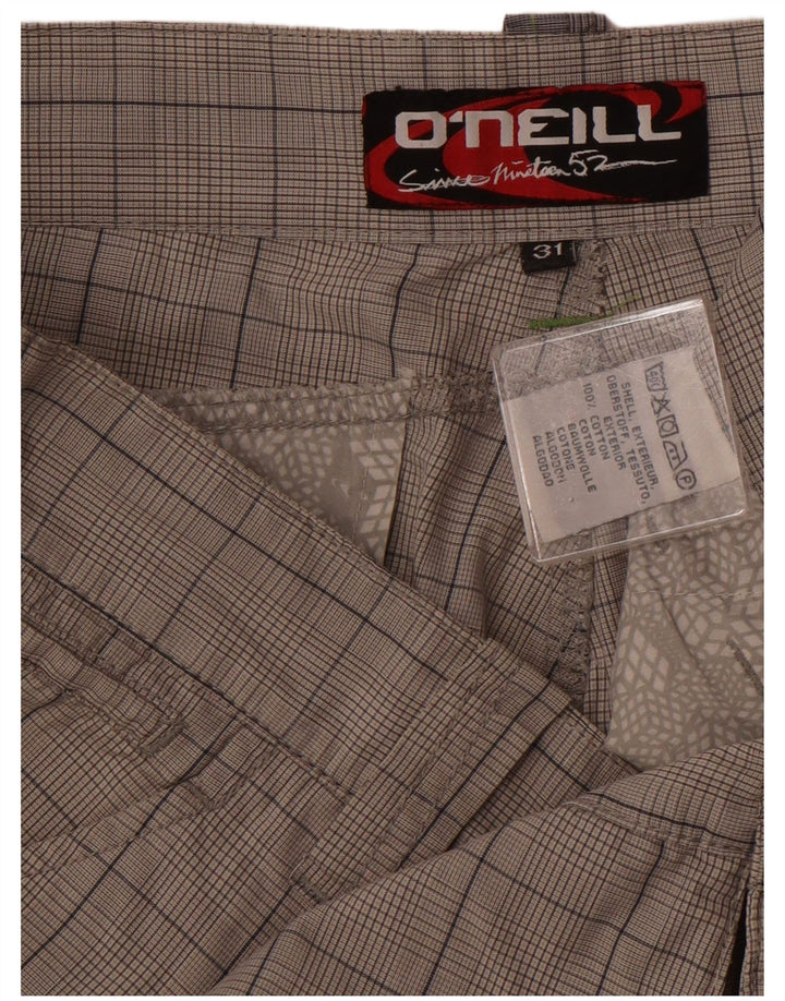O'Neill Mens Chino Shorts W31 Medium Grey Plaid Cotton