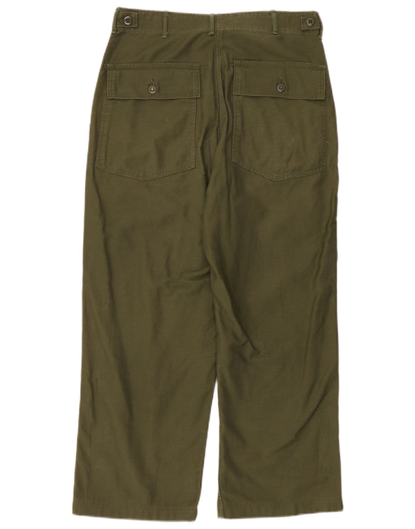 Vintage Mens Wide Leg Casual Trousers Medium W32 L26 Khaki Cotton