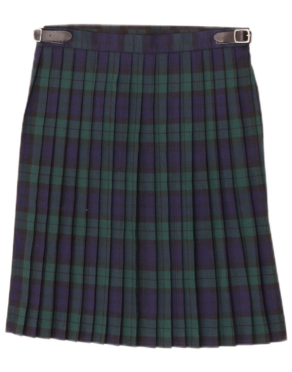 Gonna a pieghe a coltello avvolgente per ragazze Glen Appin 13-14 anni W27 blu navy a quadri