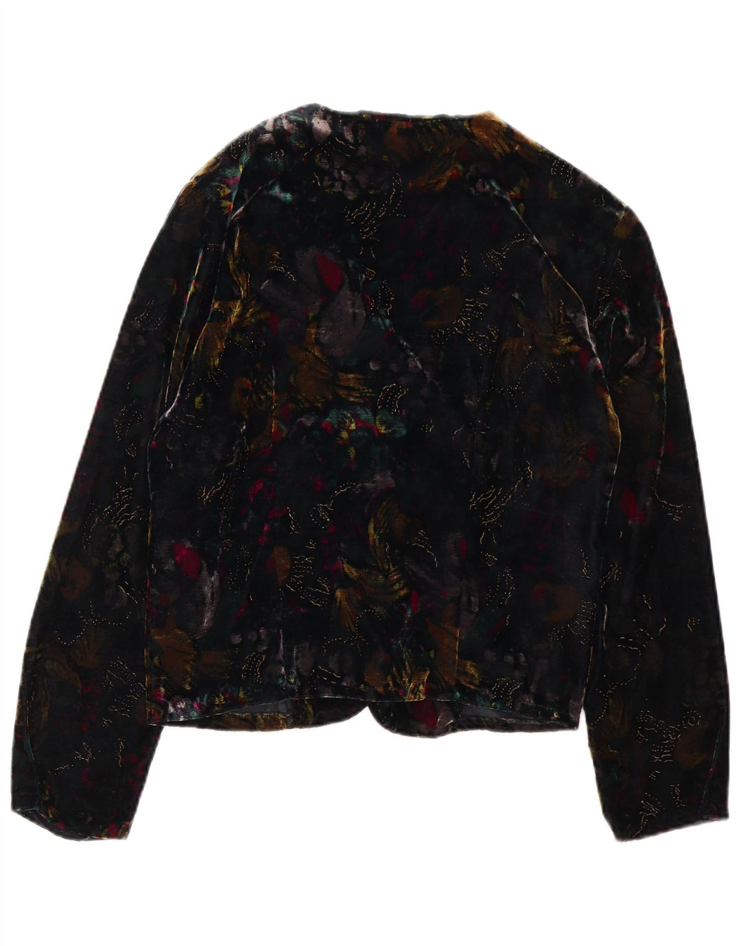Vintage Womens Open Velvet Blazer Jacket UK 14 Medium Multicoloured Floral