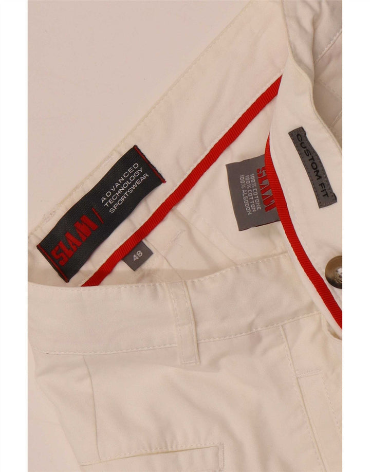 Slam Mens Custom Fit Chino Shorts IT 48 Medium W32  White Cotton