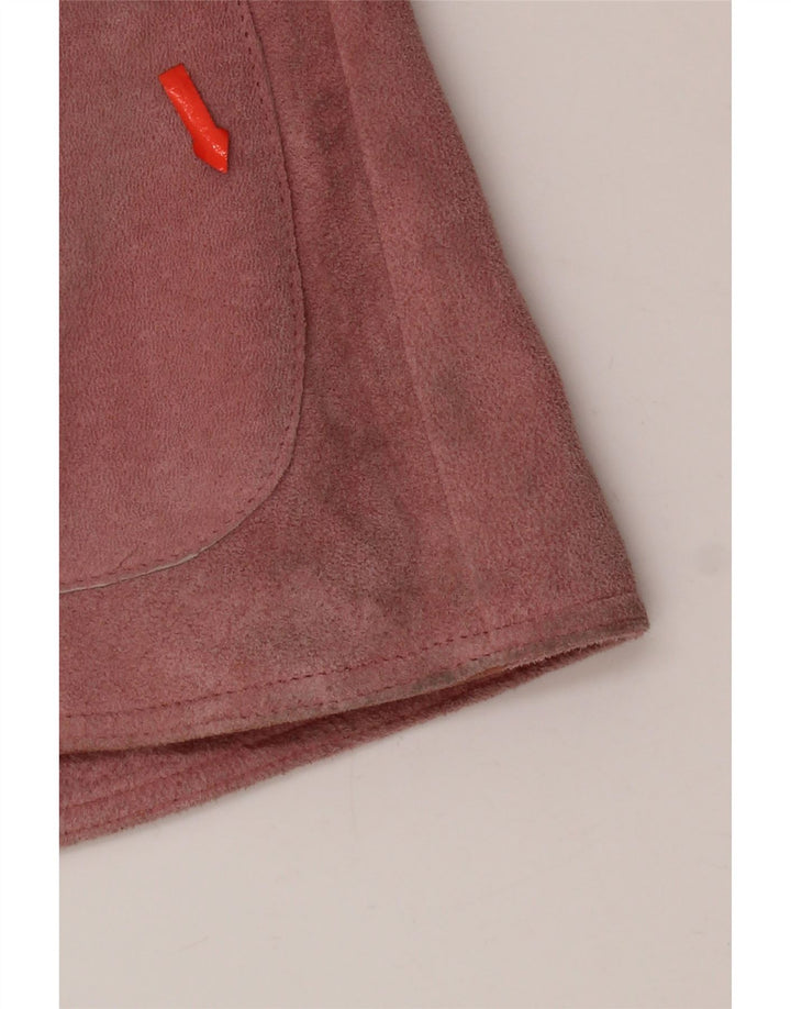 VINTAGE Damen 2-Knopf-Wildleder-Blazerjacke IT 46 Großes rosa Leder