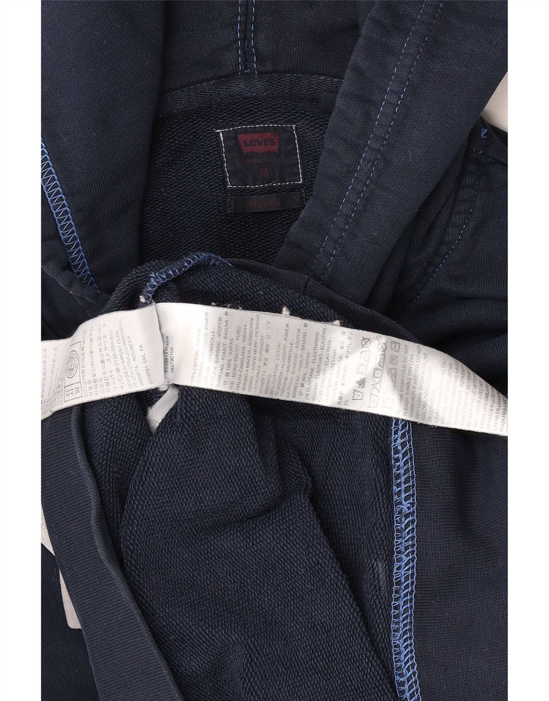 Levi's Mens Graphic Hoodie Jumper Medium Navy Blue Cotton