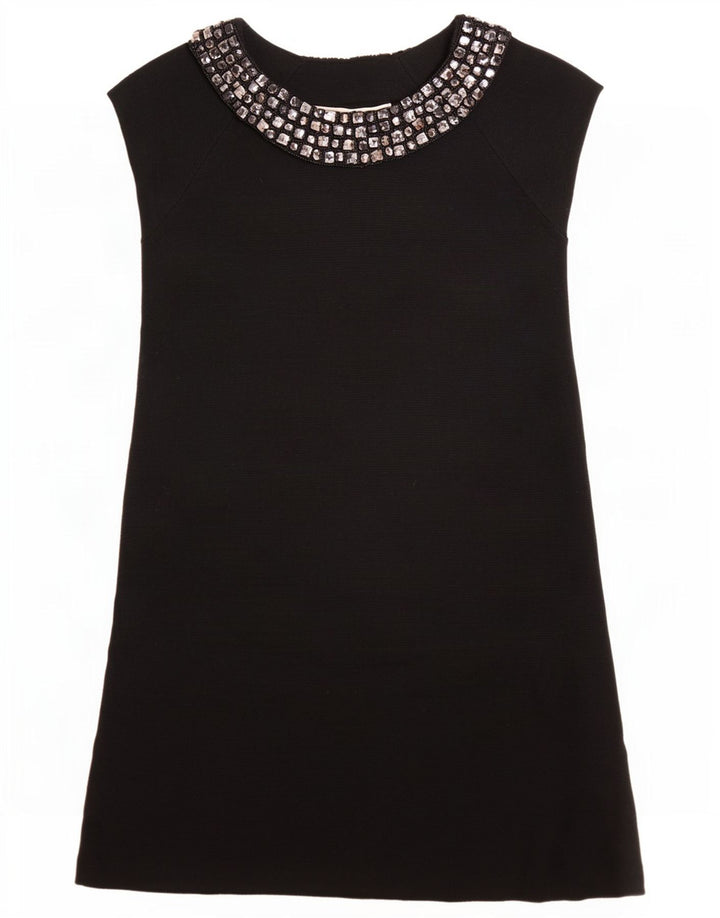 Zara Femme Robe Droite UK 8 Petit Acrylique Noir