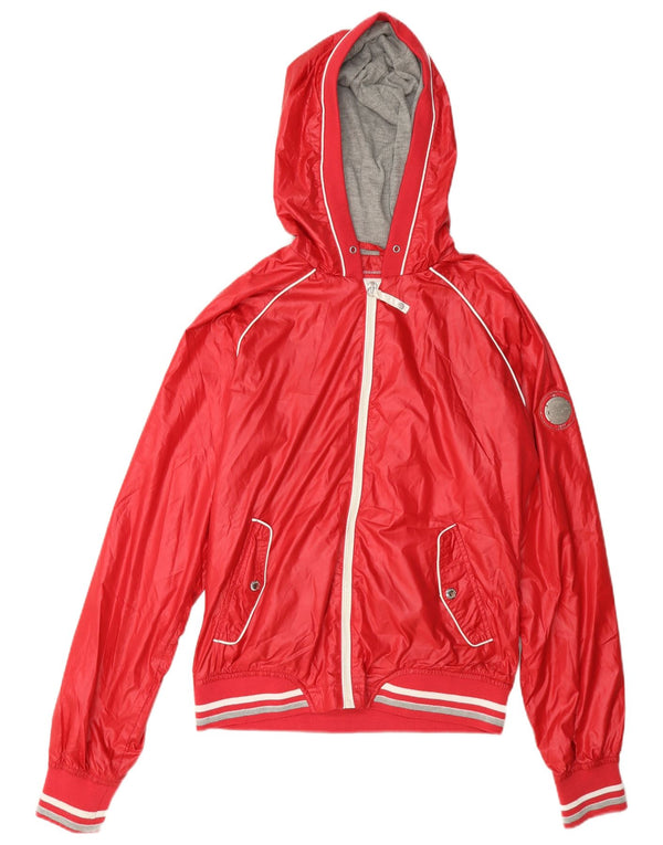 Champion Dame Hooded Tracksuit Top Jacket UK 14 Medium Red Polyester