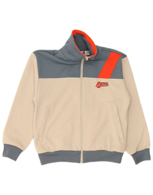 Puma Boys Graphic Tracksuit Top Jacket 9-10 Years Beige Colourblock