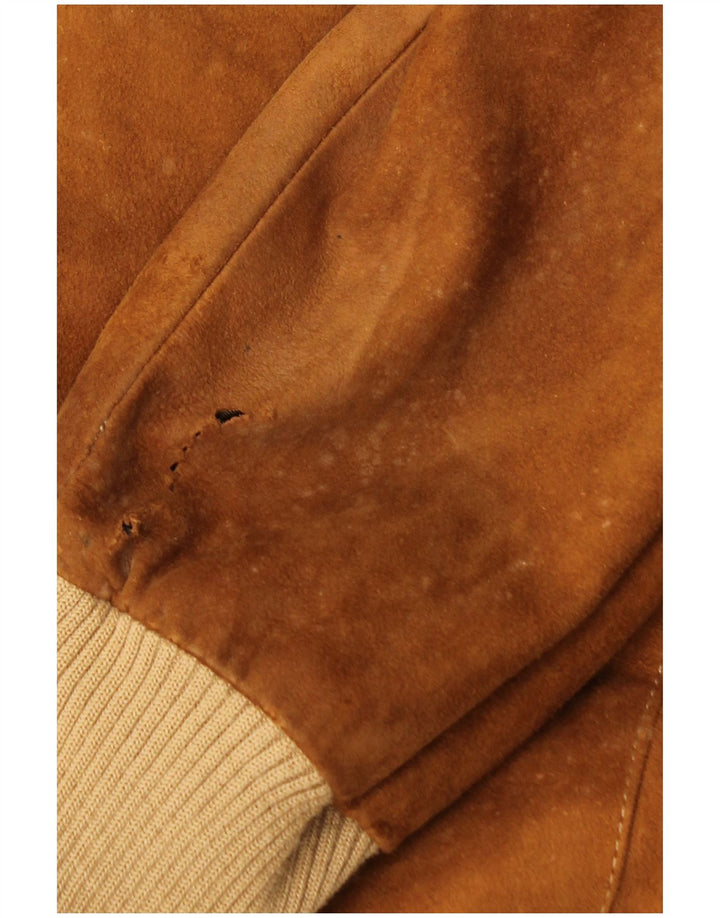 Giubbotto bomber vintage in pelle scamosciata da uomo IT 52 XL in pelle marrone