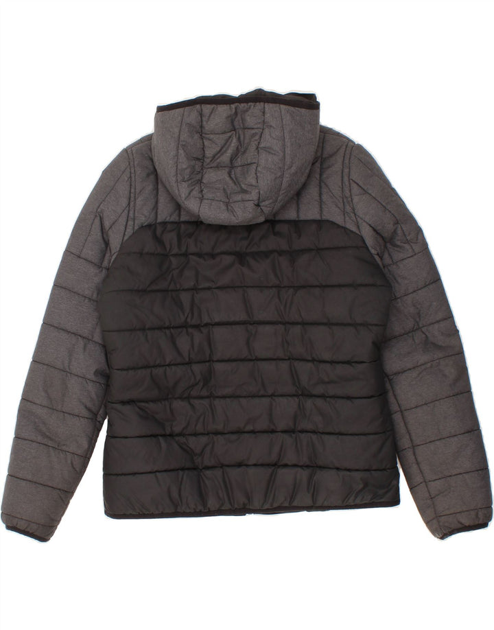 REEBOK Womens Hooded Padded Jacket UK 12/14 Medium Black Colourblock Vintage Reebok and Second-Hand Reebok from Messina Hembry 