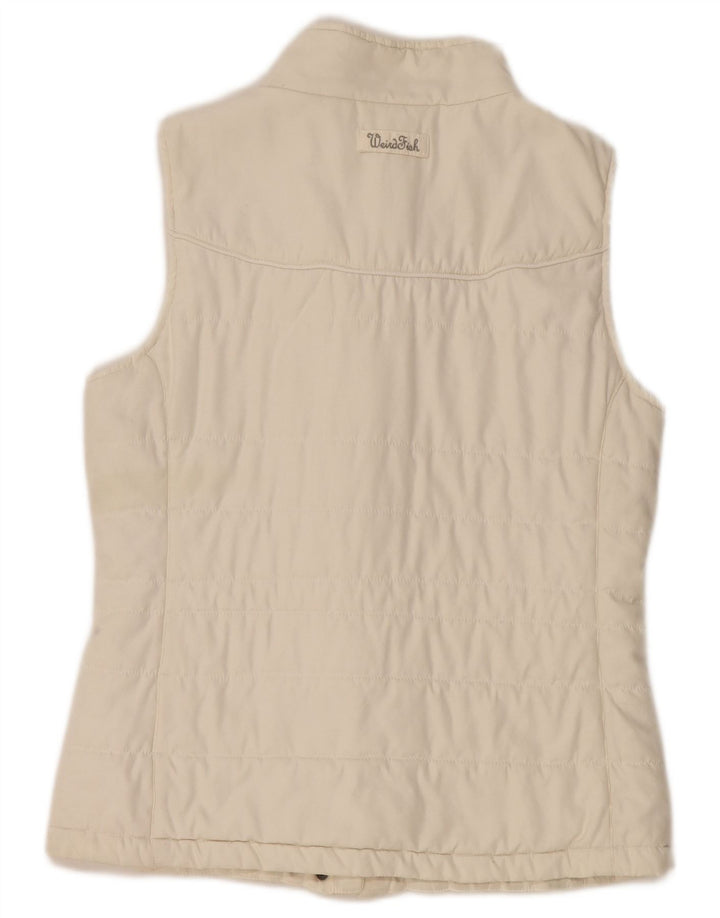 WEIRD FISH Womens Padded Gilet UK 14 Large White Polyester