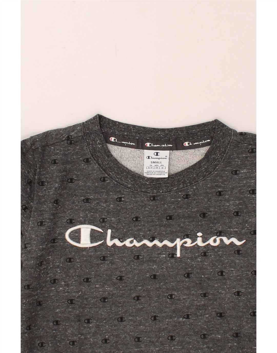 CHAMPION Womens Graphic Sweatshirt Jumper UK 10 Small Grey Vintage Champion and Second-Hand Champion from Messina Hembry 