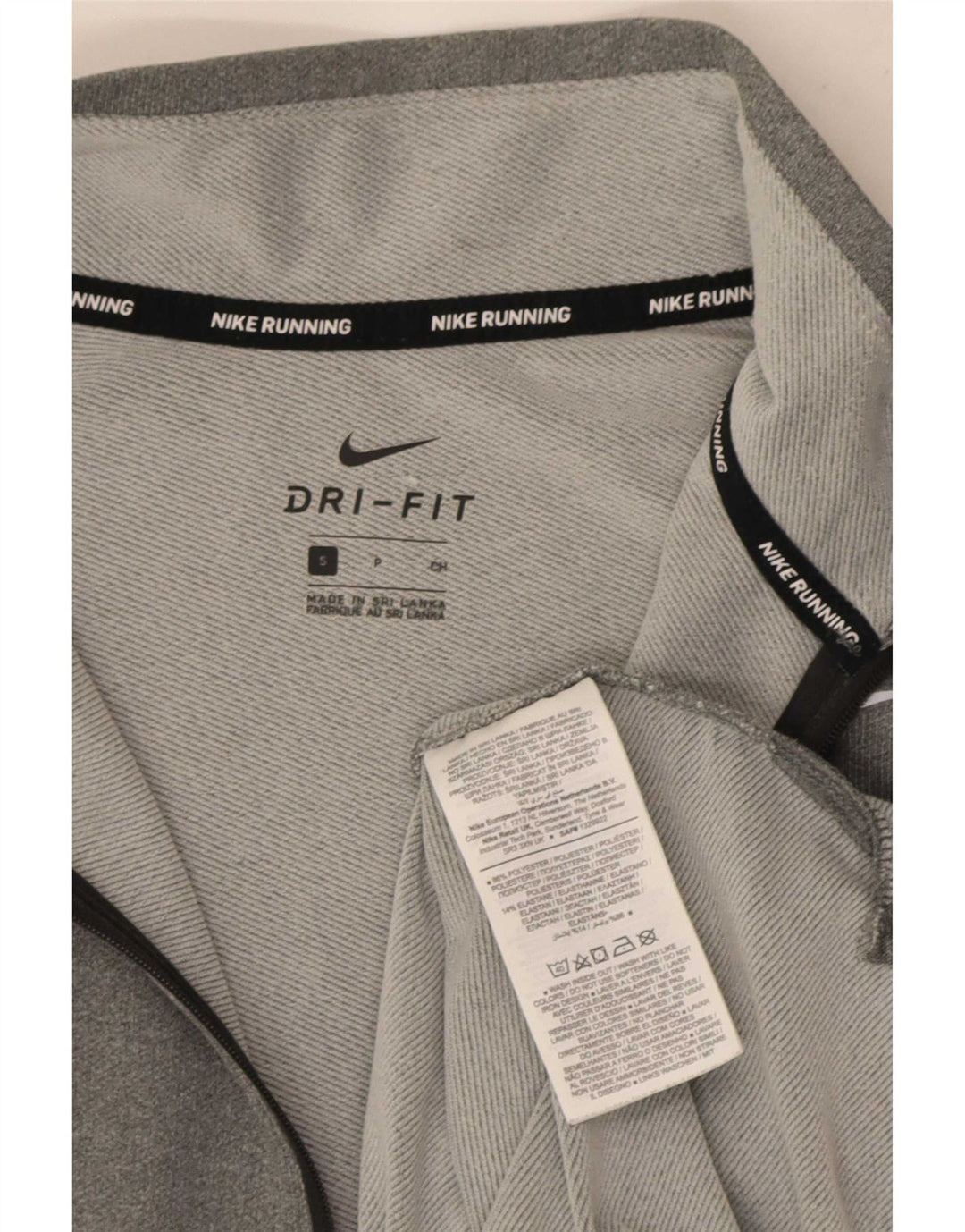 Nike Mens Dri Fit Zip Neck Pullover Tracksuit Top Small Grey Polyester