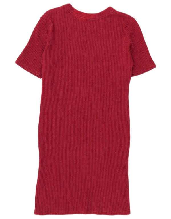 Zara Womens Trafaluc Short Sleeves Jumper Dress UK 14 Large Burgundy