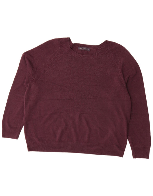 Marks & Spencer Womens Loose Fit Crew Neck Jumper Sweater UK 18 XL Burgundy