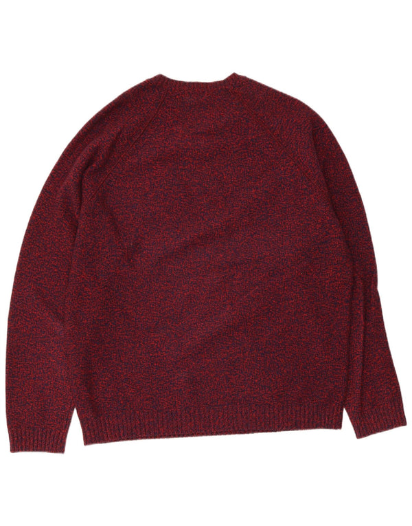 Liu Jo Mens Crew Neck Jumper Sweater XL Burgundy Flecked Virgin Wool