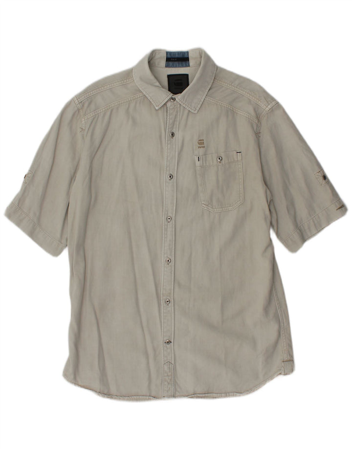 G-STAR Mens Short Sleeve Denim Shirt Large Grey Lyocell