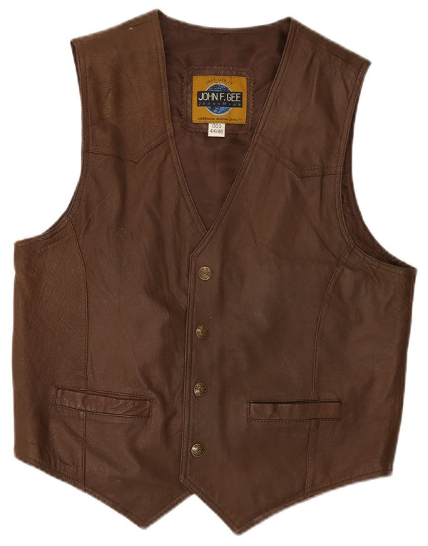 Gilet in pelle da uomo John F Gee EU 44/46 XS Pelle marrone