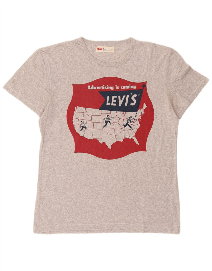 Levi's Mens Standard Fit Graphic T-Shirt Top Medium Grey Cotton