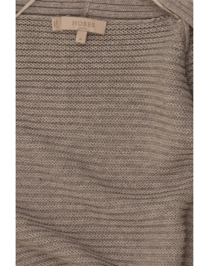 Hobbs Womens Open Cardigan Sweater UK 14 Medium Grey Cotton