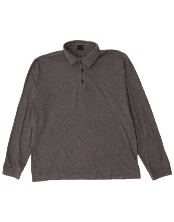 Hugo Boss Mens Long Sleeve Polo Shirt Large Grey Cotton