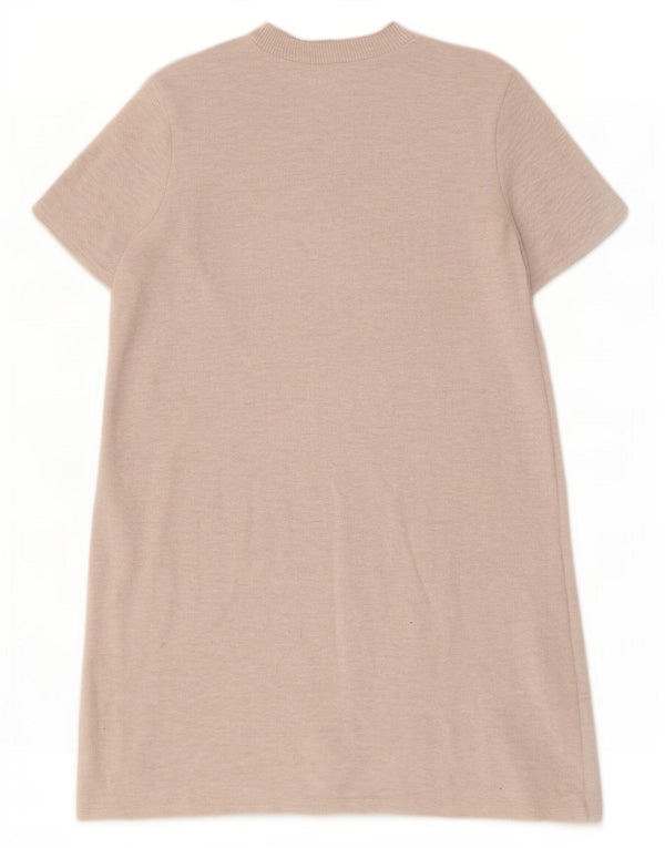 Zara Womens Short Sleeves Jumper Dress UK 12 Medium Beige Polyester