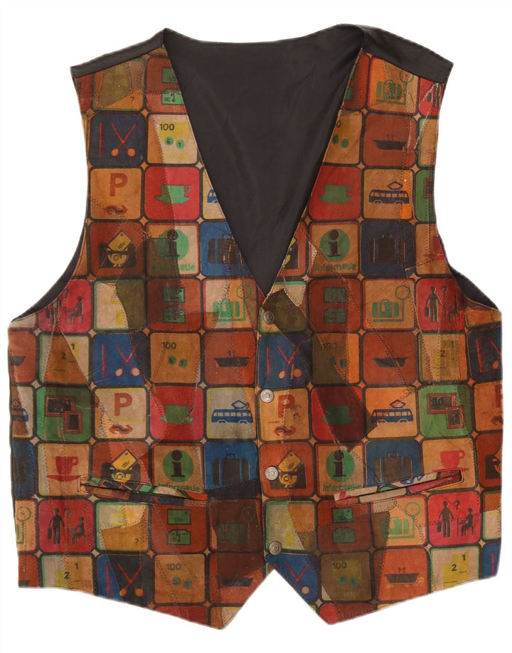 C & A Gilet en Daim pour Homme Grand Cuir Patchwork Multicolore