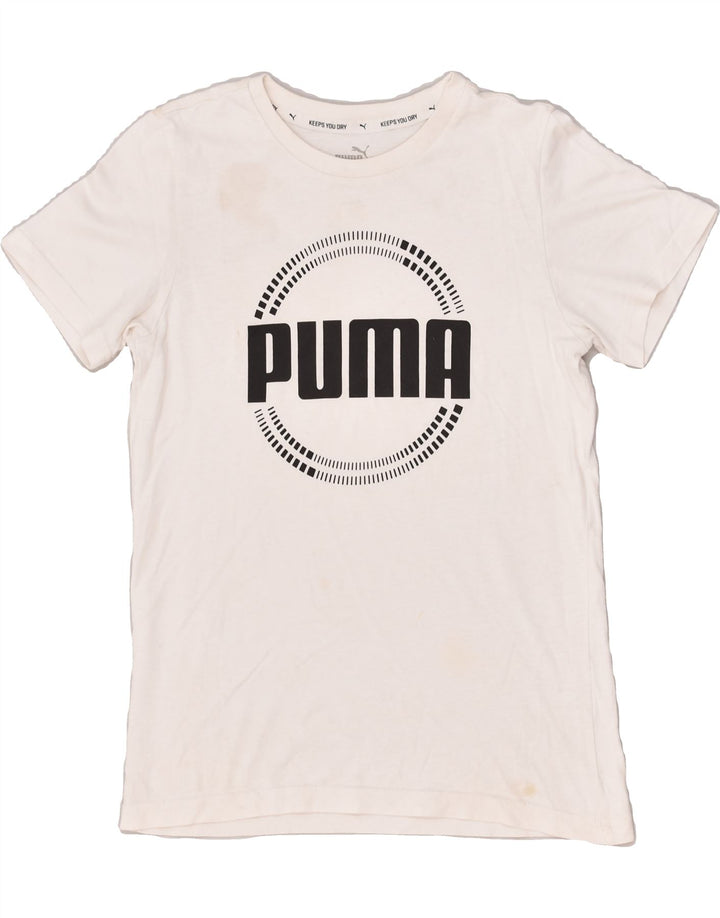 PUMA Boys Graphic T-Shirt Top 11-12 Years White | Vintage Puma | Thrift | Second-Hand Puma | Used Clothing | Messina Hembry 