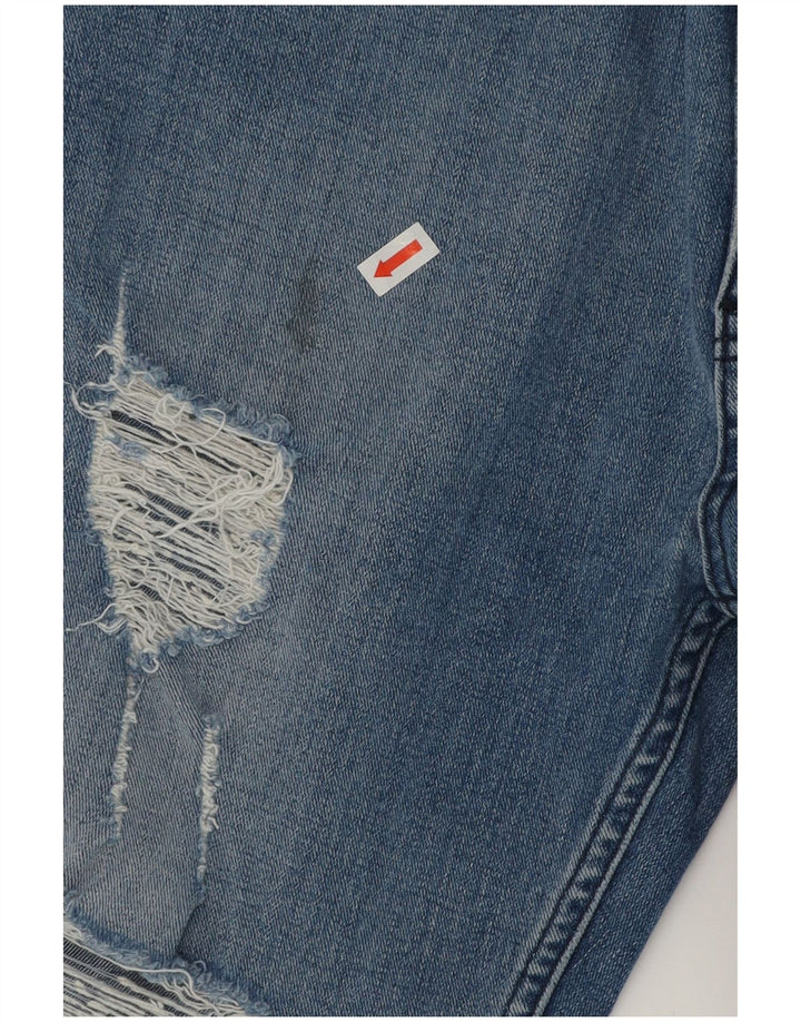 Lee Mens Distressed Denim Shorts W32 Medium Blue Cotton