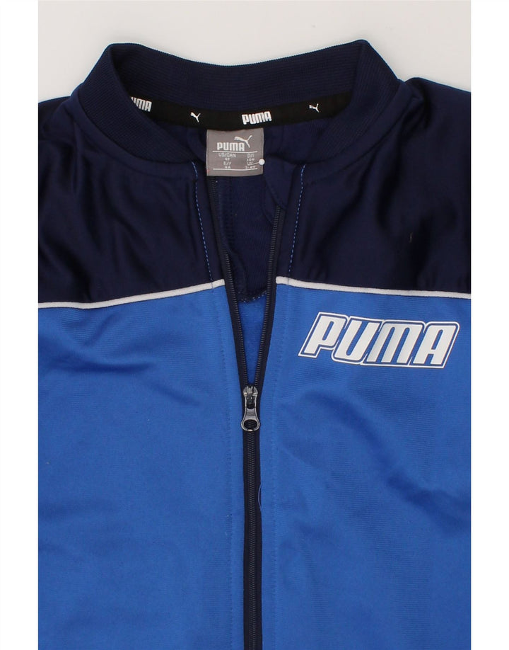 PUMA Boys Graphic Tracksuit Top Jacket 3-4 Years Blue Colourblock Vintage Puma and Second-Hand Puma from Messina Hembry 