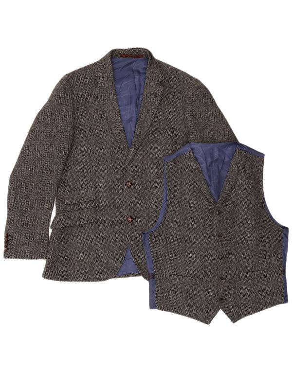Marks & Spencer Mens Tailored Fit Piece Set Medium Grey Herringbone