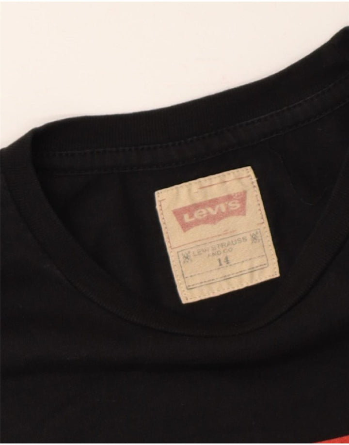 LEVI'S Boys Graphic Top Long Sleeve 13-14 Years Black Vintage Levi's and Second-Hand Levi's from Messina Hembry 