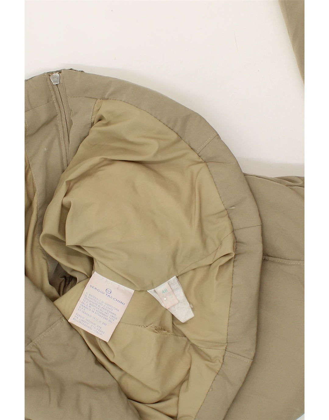 SERGIO TACCHINI Womens Hooded Padded Coat IT 48 XL Beige Vintage Sergio Tacchini and Second-Hand Sergio Tacchini from Messina Hembry 