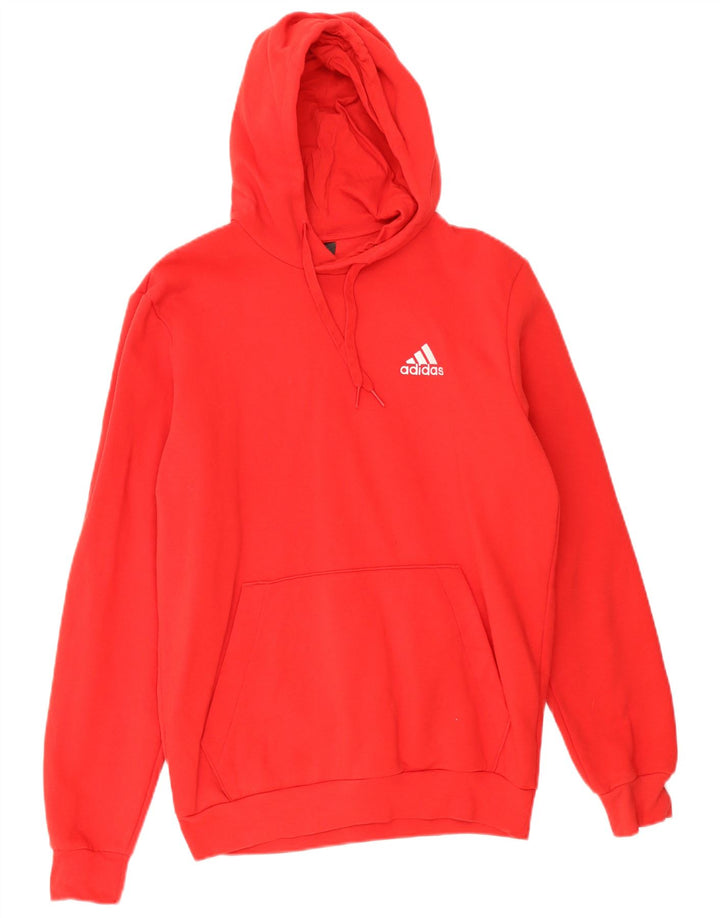 Adidas Mens Hoodie Jumper Medium Red Cotton