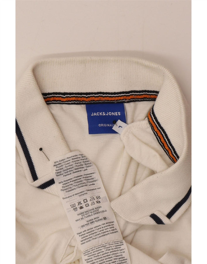 Jack & Jones Mens Polo Shirt Large White Cotton