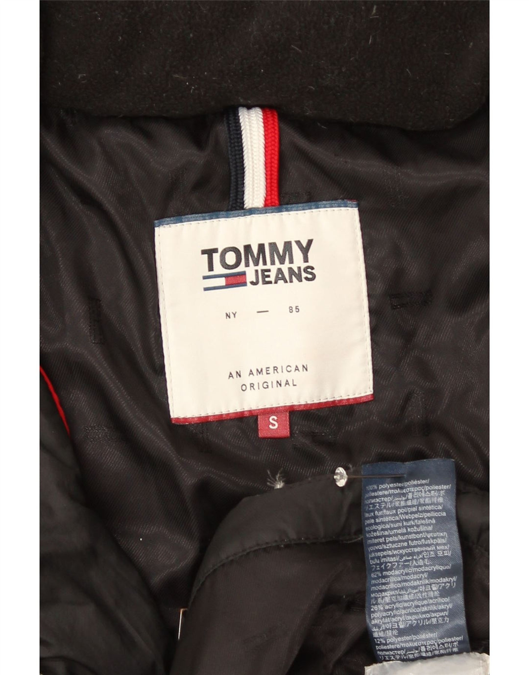 Tommy Hilfiger Womens Hooded Padded Coat UK 10 Small Black Polyester