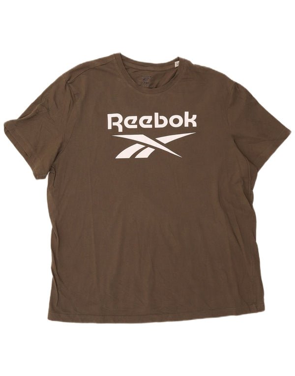 Мужская футболка с рисунком Reebok 2XL, цвет хаки, хлопок