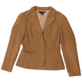 Zara Womens 3 Button Corduroy Blazer Jacket UK 12 Medium Brown Cotton