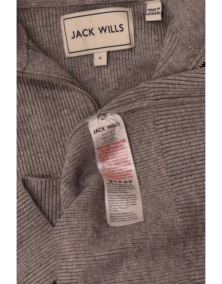 Jack Wills Mens Zip Neck Jumper Sweater Small Grey Viscose