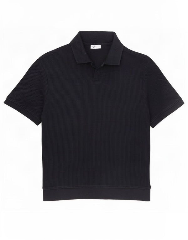 Polo Zara da uomo in cotone medio blu navy